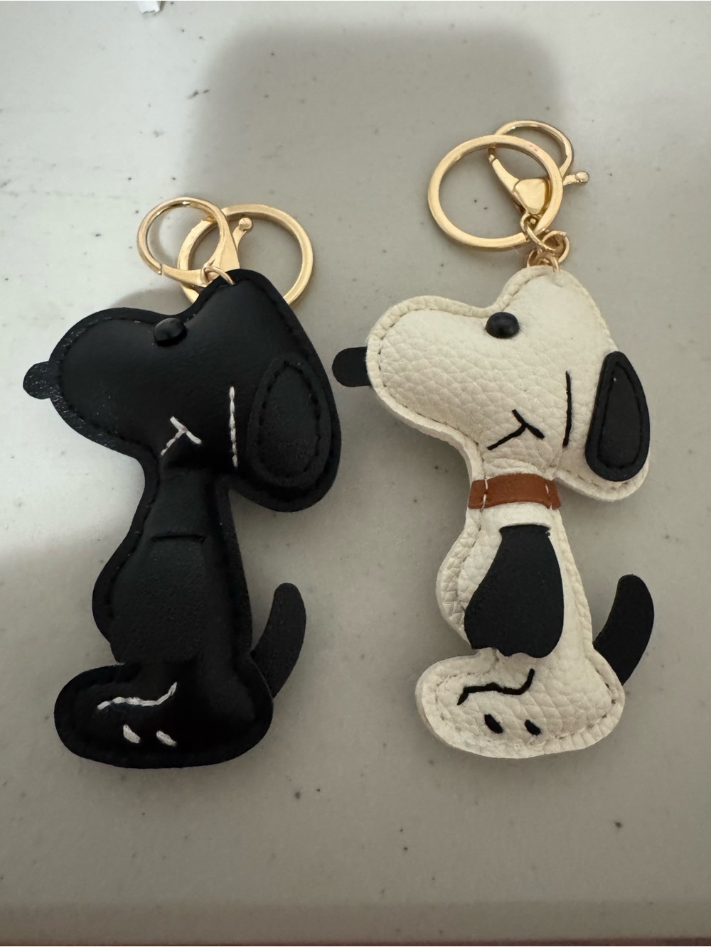 Cute Dog Keychain Duo - Faux Leather